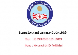 İÇİŞLERİ BAKANLIĞI İller İdaresi Genel Müd. Koronavirüs Ek Tedbirleri